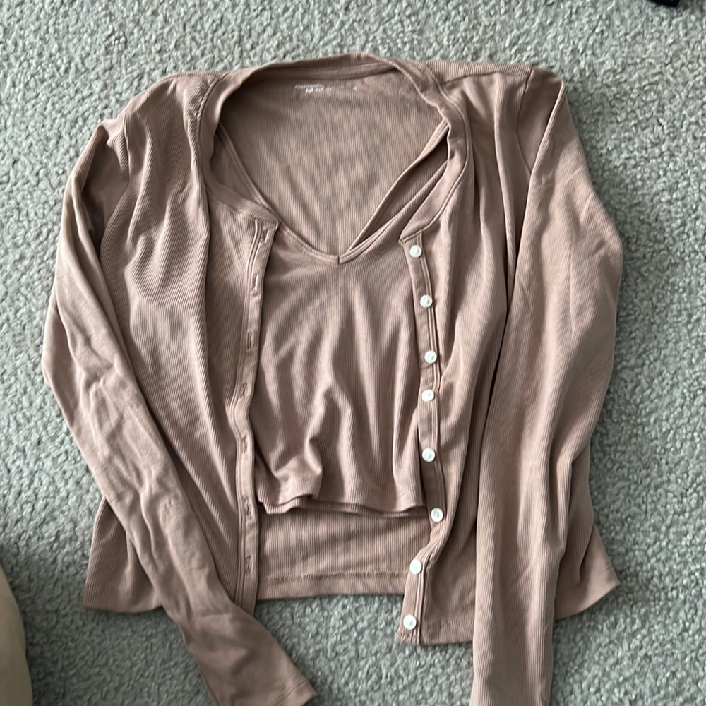 Abercrombie & Fitch Ribbed Tank & Cardigan set